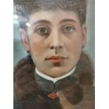 A 19th century oil on canvas on board portrait of a Russian lady in hat and fur collar coat.