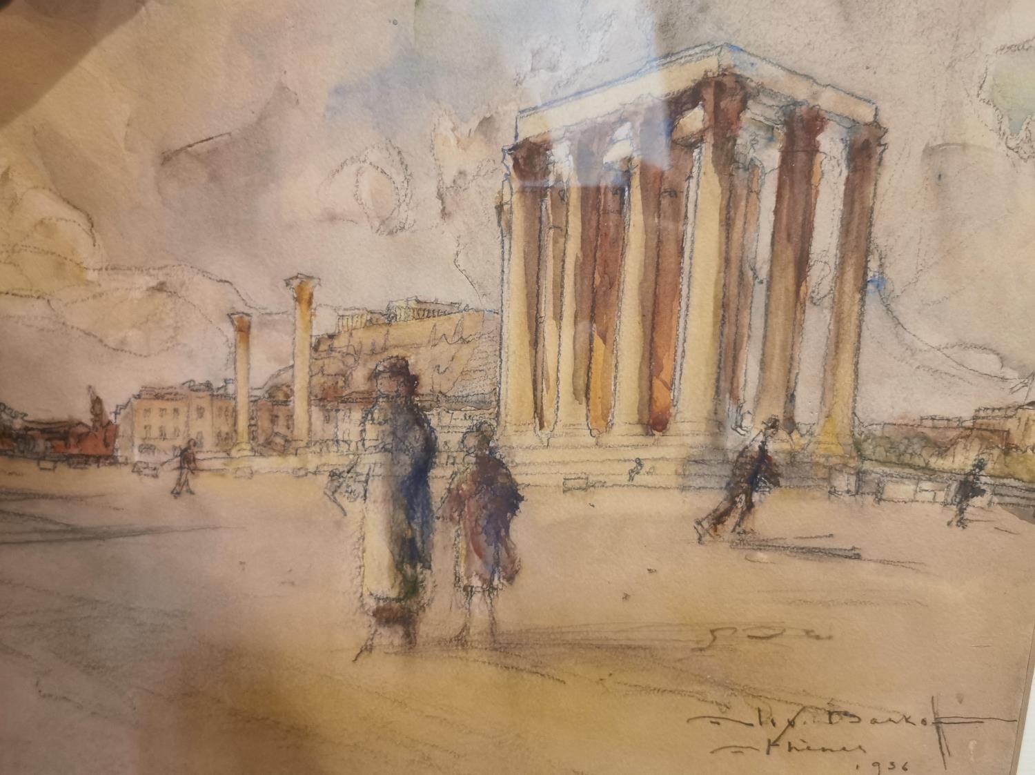 Alexander Barkoff, Greek, (1870-1942), watercolour and pencil on paper, visiting the ruins at - Image 7 of 9