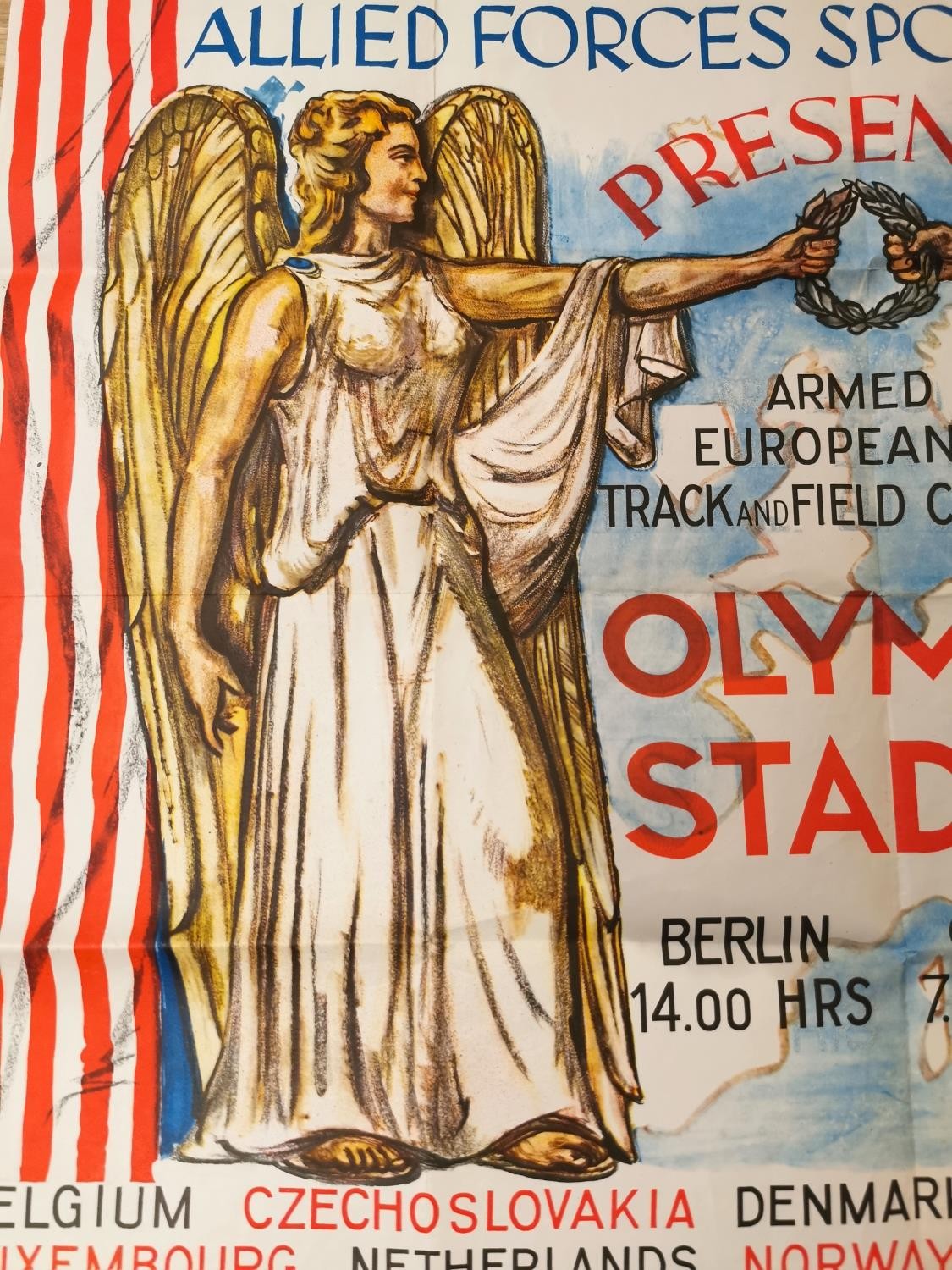 An unframed vintage 1946 Allied Forces Sports Council advertising poster. Olympic Stadium, Berlin, - Image 4 of 5