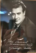Four framed and glazed signed vintage photographs of famous actors, John Calvert, Ebe Stignani, Gino