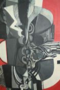 Oil on board, Cubist style abstract. H.123 W.92cm.