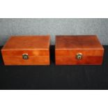 A pair of leather fitted stationery cases. H.13 W.32 D.23cm. (each).