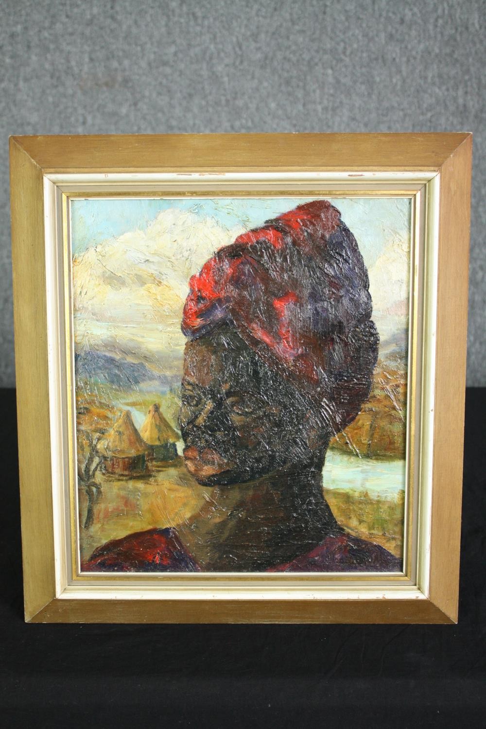 Oil on board, portrait study, framed unsigned. H.44 W.39cm. - Image 2 of 3