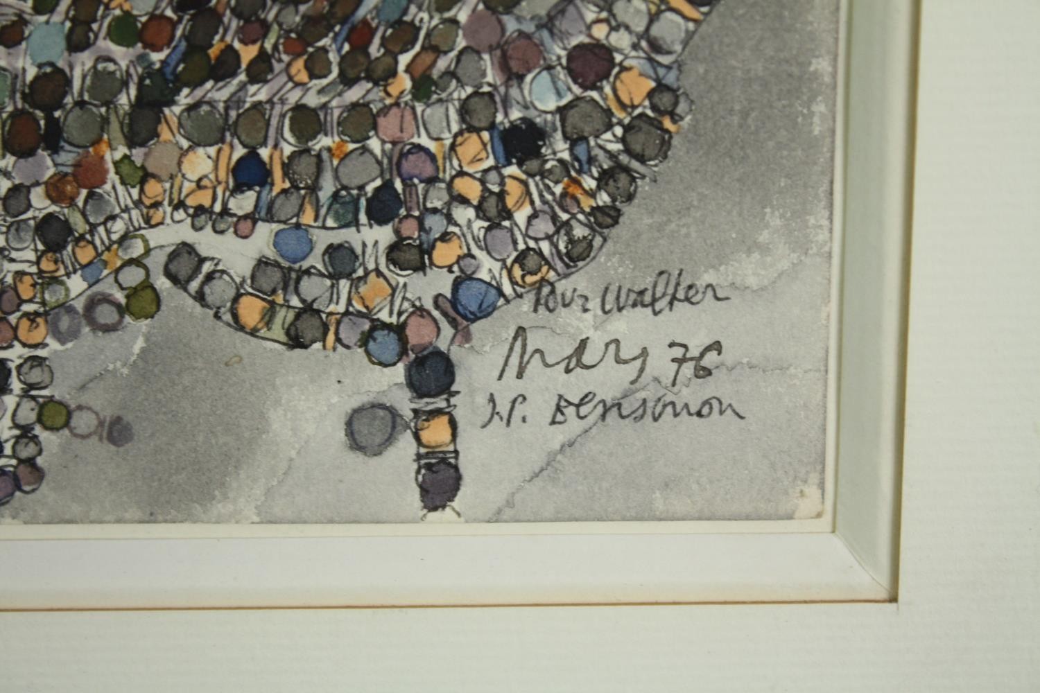 Jean-Pierre Bensimon, a framed and glazed watercolour, abstract composition, signed and inscribed. - Image 3 of 5