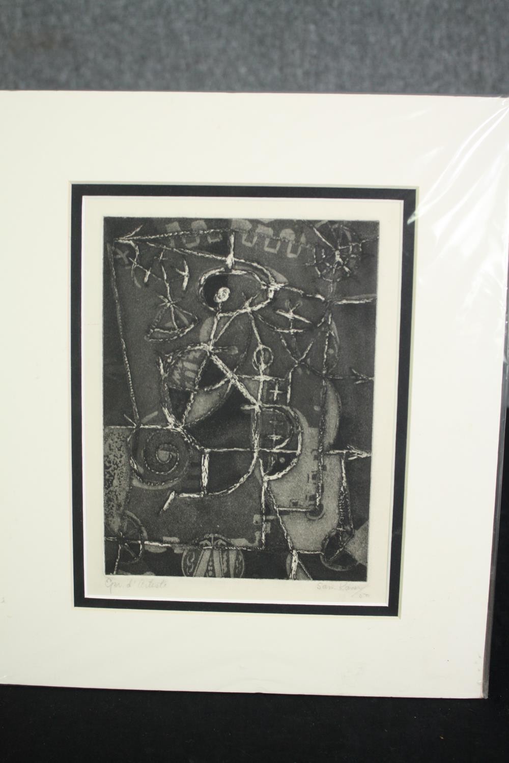 Sam Kaner (1924-1990), artist's proof etching, signed and inscribed. mounted, unframed. H.34 W.29cm. - Image 2 of 5