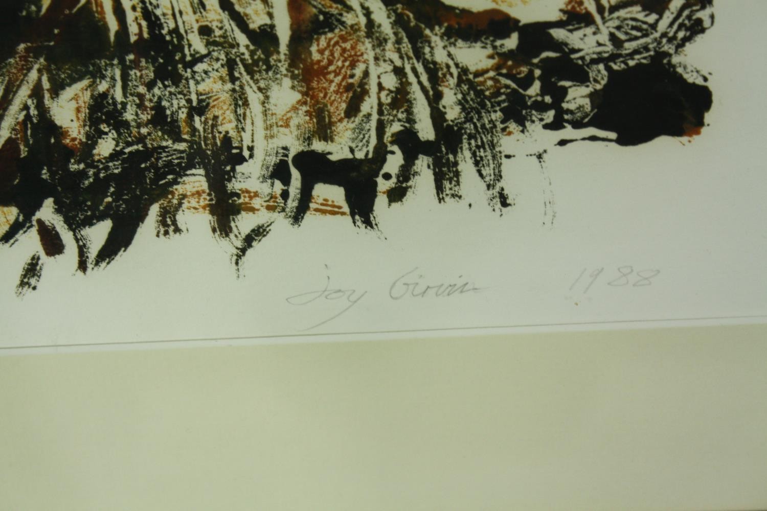 Joy Girvin, (B.1961), lithograph, framed and glazed, Winter in Tuscany. H.74 W.88cm. - Image 3 of 6