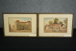 A pair of 19th century framed and glazed watercolours. H.29 W.42cm. (each).