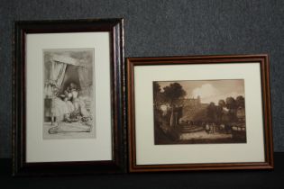 Two framed and glazed etchings. H.44 W.31cm. (largest).
