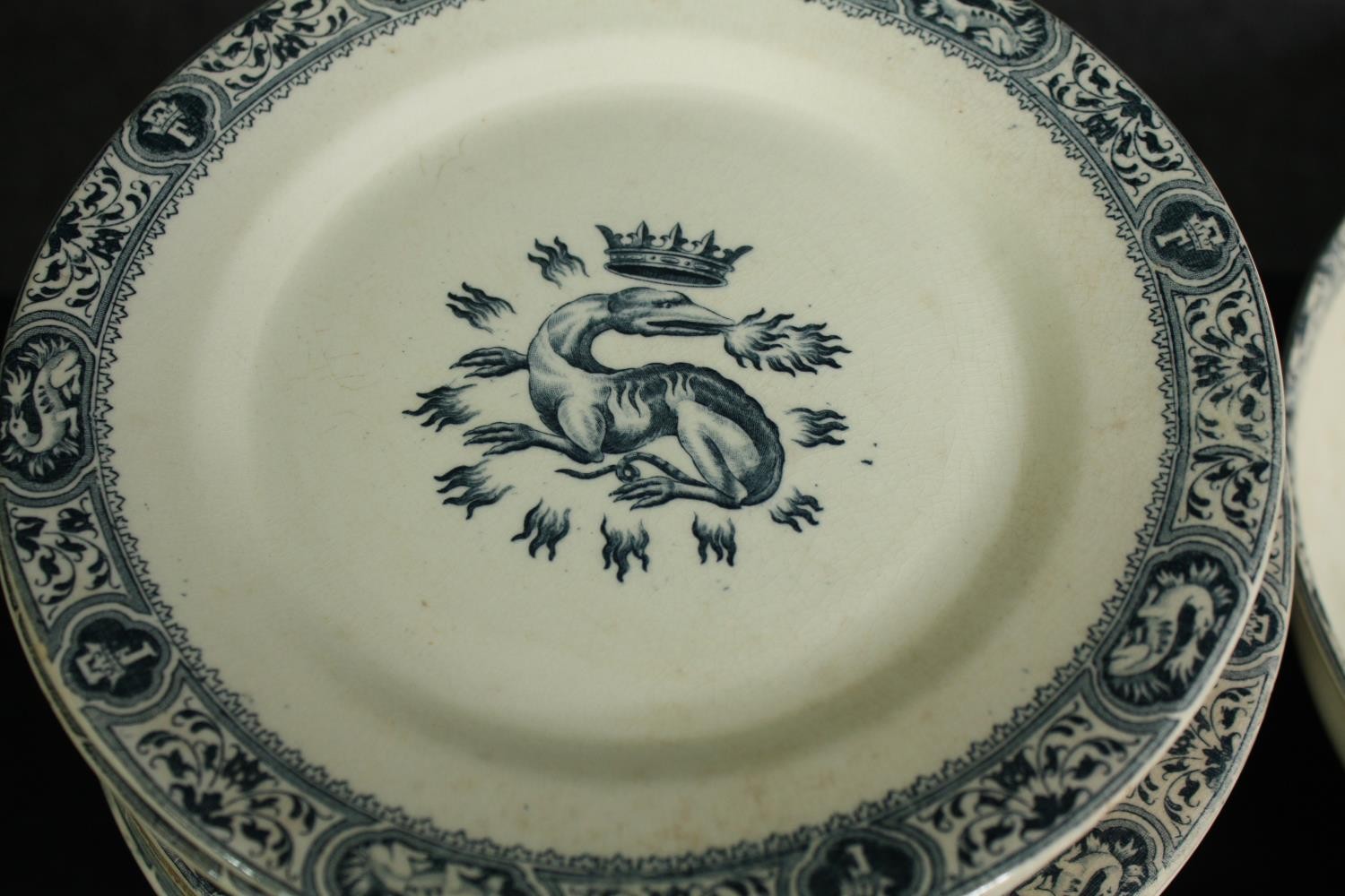 A 19th century French Salins part dinner service with maker's mark to the base. L.41 W.27cm. ( - Image 4 of 18