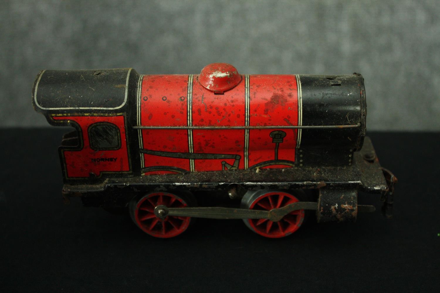 A collection of tin plate cars and trains along with track. L.33cm. (largest). - Image 3 of 13