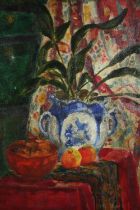 Oil on canvas, still life, signed Geb, framed. H.60 W.55cm.