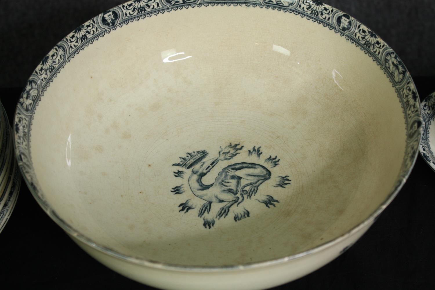 A 19th century French Salins part dinner service with maker's mark to the base. L.41 W.27cm. ( - Image 2 of 18