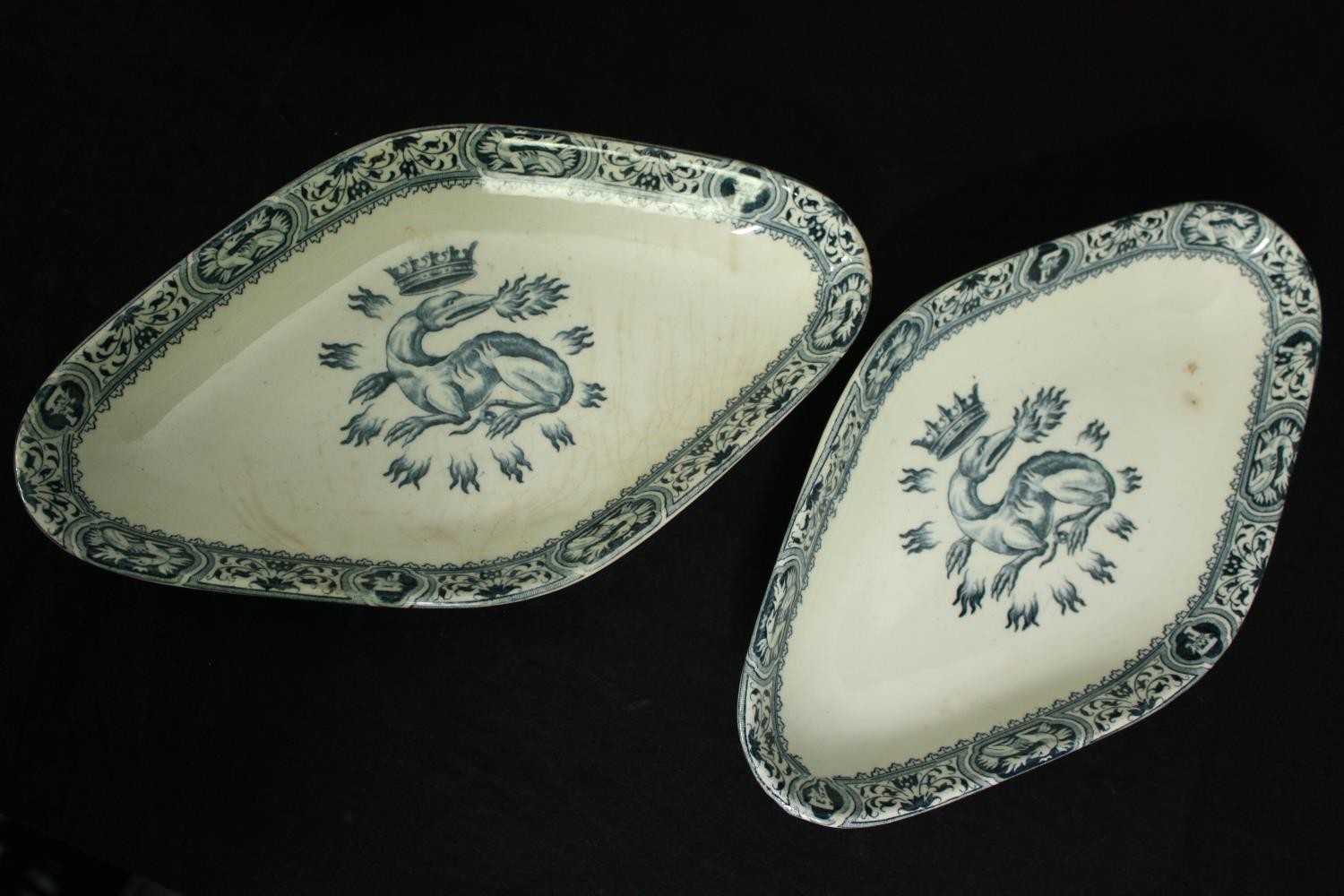 A 19th century French Salins part dinner service with maker's mark to the base. L.41 W.27cm. ( - Image 3 of 18