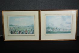 A pair of limited edition prints, 19th century tennis tournaments, signed and numbered Chris