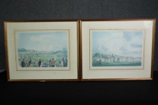 A pair of limited edition prints, 19th century tennis tournaments, signed and numbered Chris