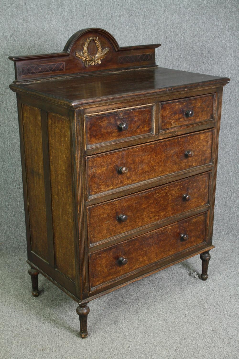 Chest of drawers, C.1900 Continental style with gilt gesso laurel decoration. H.133 W.91 D.53cm. - Image 2 of 6