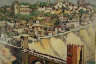 Robert Sydney Rendle Wood (1895 - 1987), oil on board, Continental townscape, signed. H.69 W.79cm.
