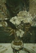 A framed and glazed etching, signed and numbered, Roses and Lilac. H.67 W.56cm.