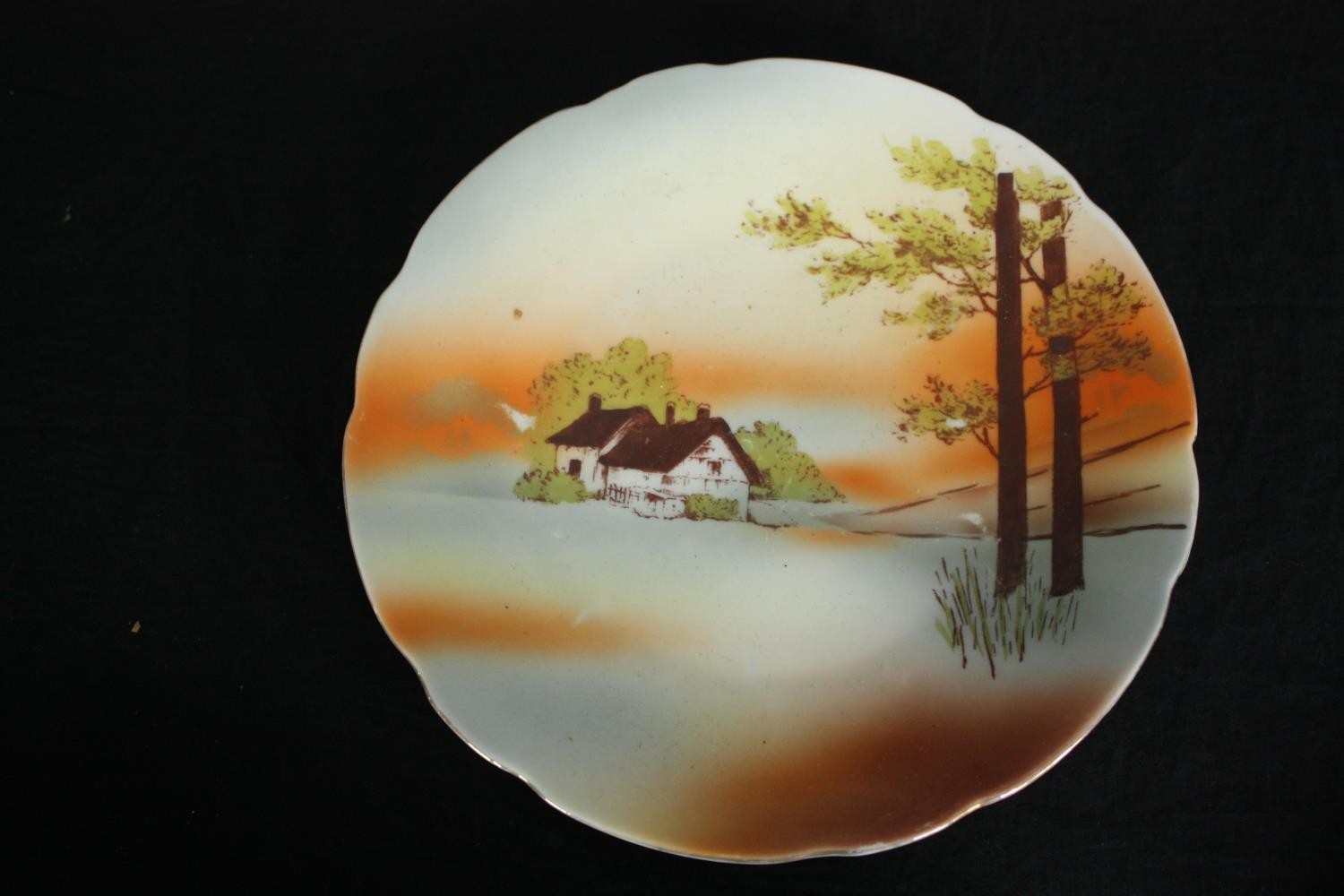 A set of six pierrot et colombine illustrated plates along with a mid century hand decorated Czech - Image 7 of 7
