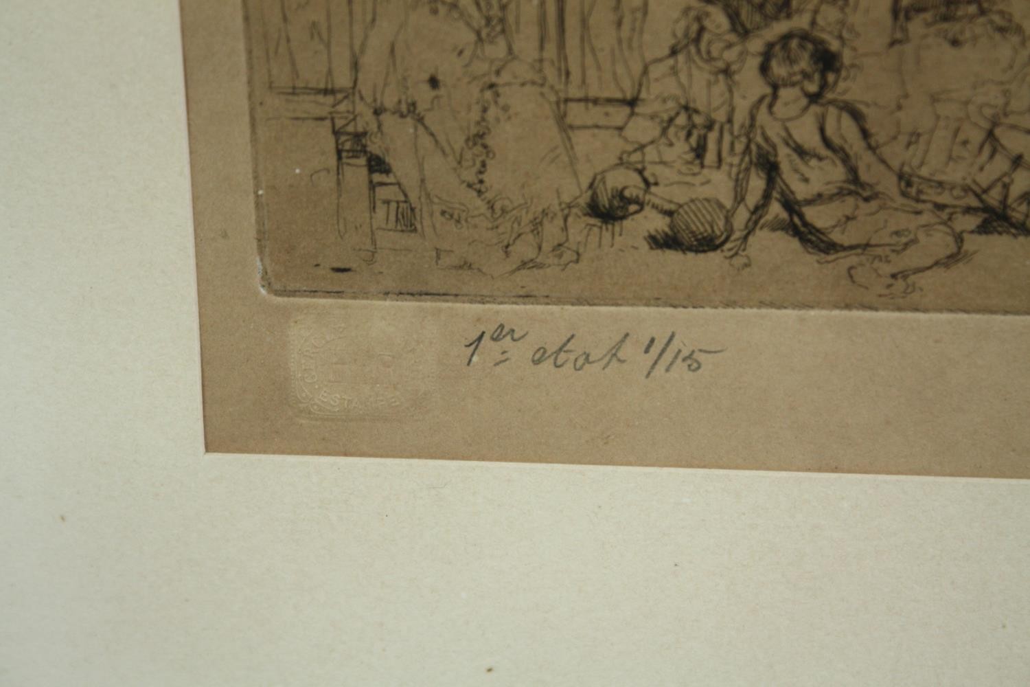 Auguste Brouet (1872-1941), limited edition etching, signed and numbered in pencil, gallery label to - Image 3 of 6