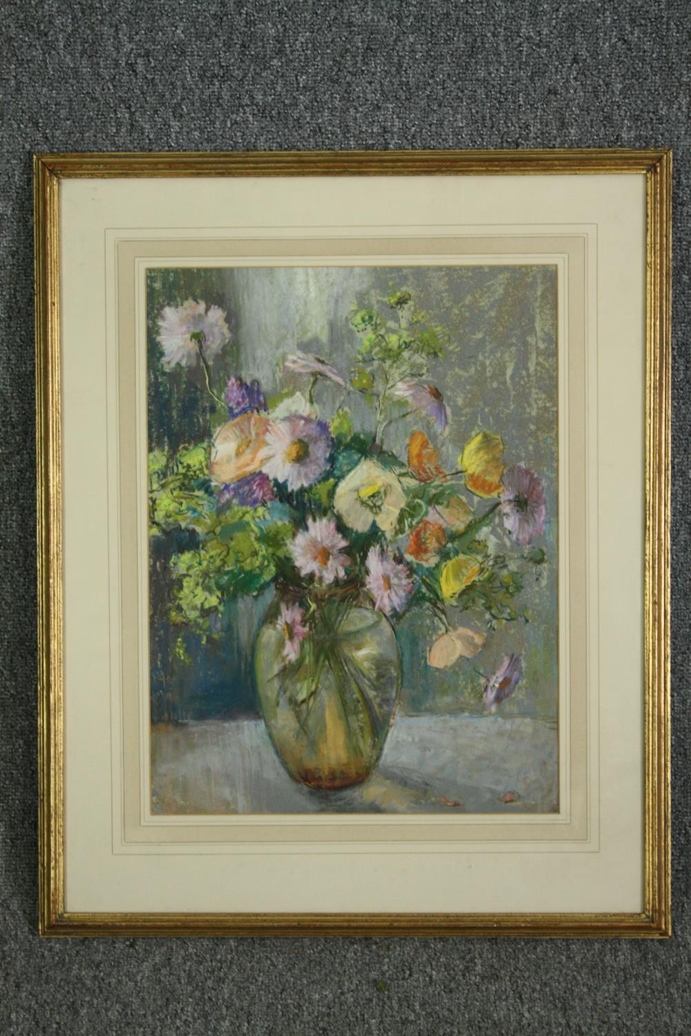 A framed and glazed still life study, label to the reverse; Pyrethrums and Poppies, Kay Hinwood. H. - Image 2 of 5