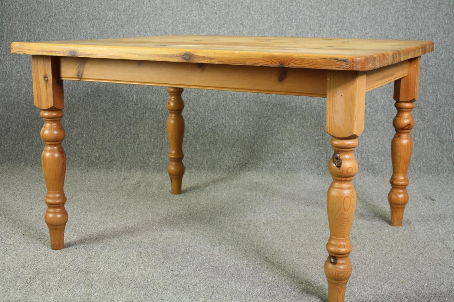 Kitchen table, Victorian style pine. H.78 W.125 W.114cm. - Image 3 of 5
