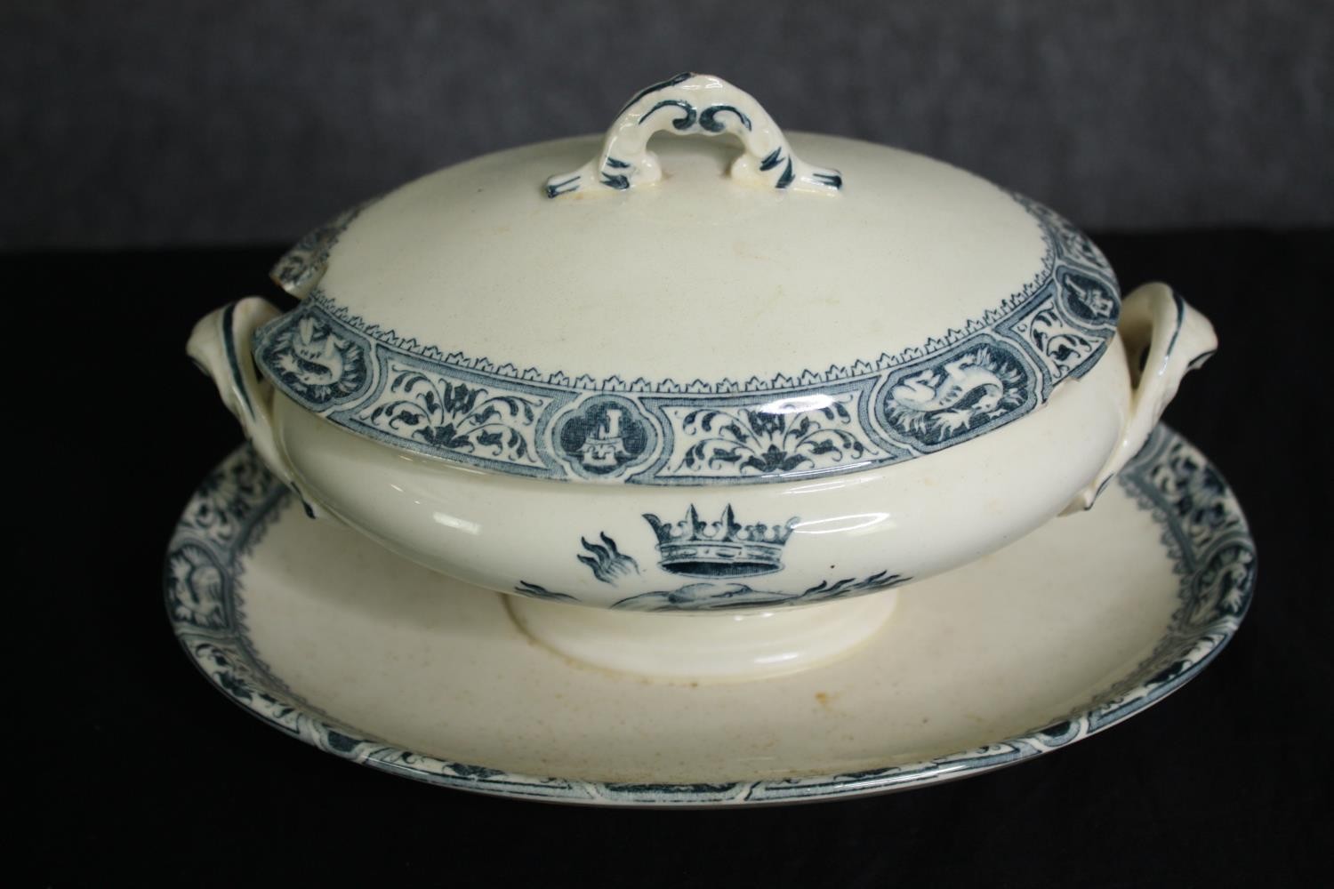 A 19th century French Salins part dinner service with maker's mark to the base. L.41 W.27cm. ( - Image 15 of 18