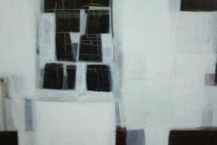 Anne Davies (B.1966), acrylic on board, abstract composition, label to the reverse; Smaller