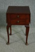Work table, 19th century Georgian style mahogany. H.65 W.76 (ext) D.45cm.