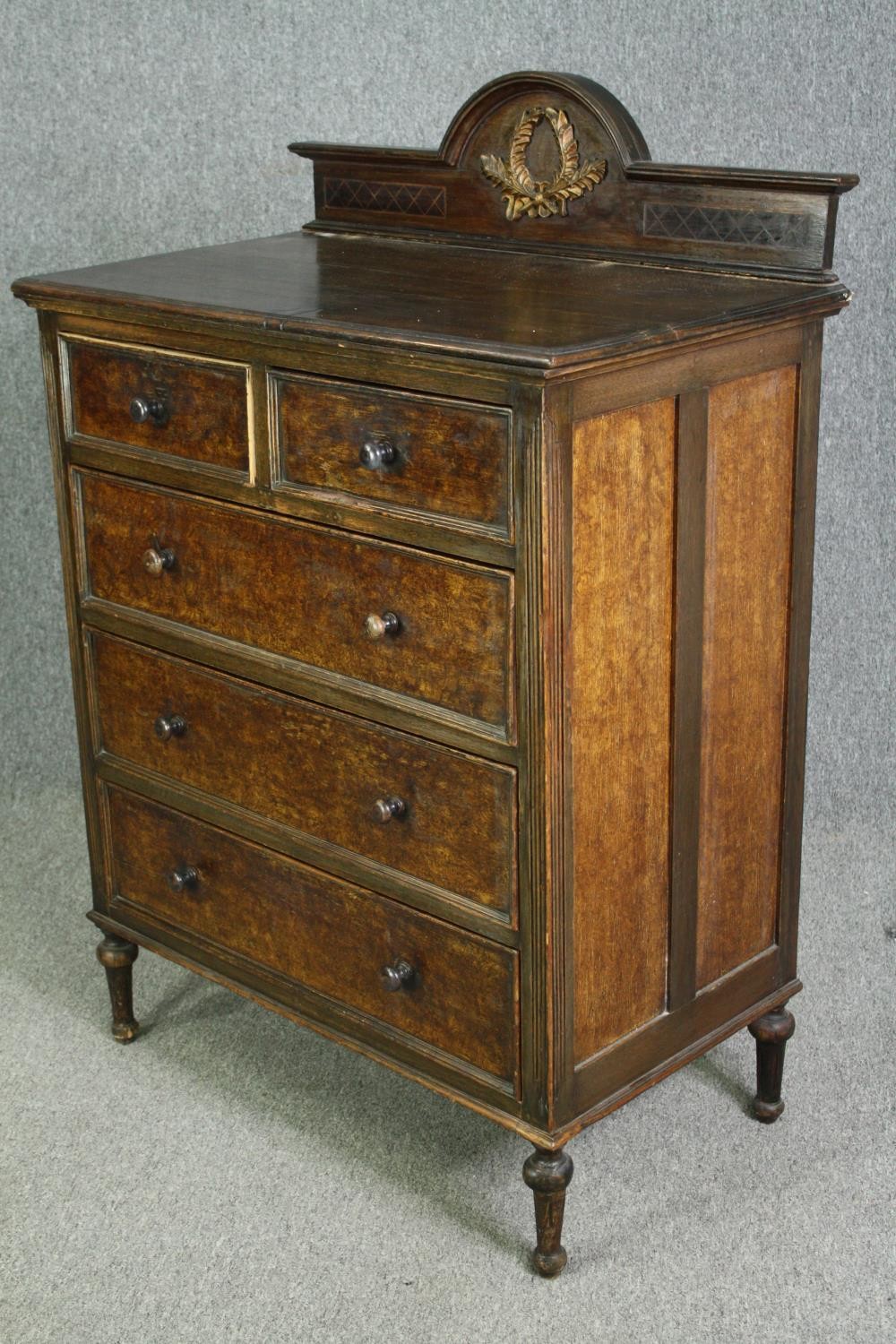 Chest of drawers, C.1900 Continental style with gilt gesso laurel decoration. H.133 W.91 D.53cm. - Image 3 of 6