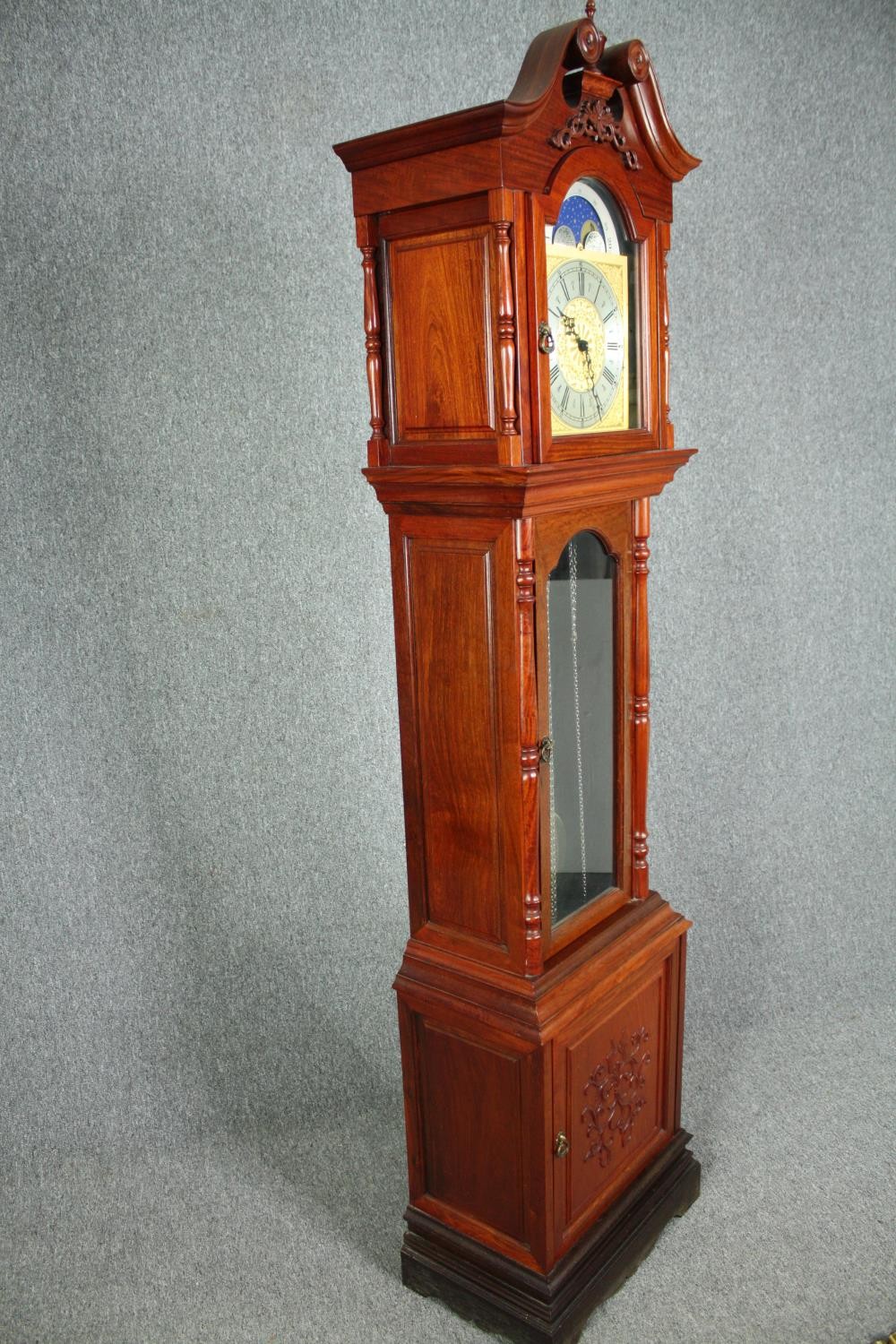 A Georgian style mahogany longcase clock with moonphase and steel and brass engraved face. H.212 W. - Image 2 of 10