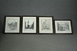 A set of four framed and glazed architectural prints. H.69 W.59cm. (largest)