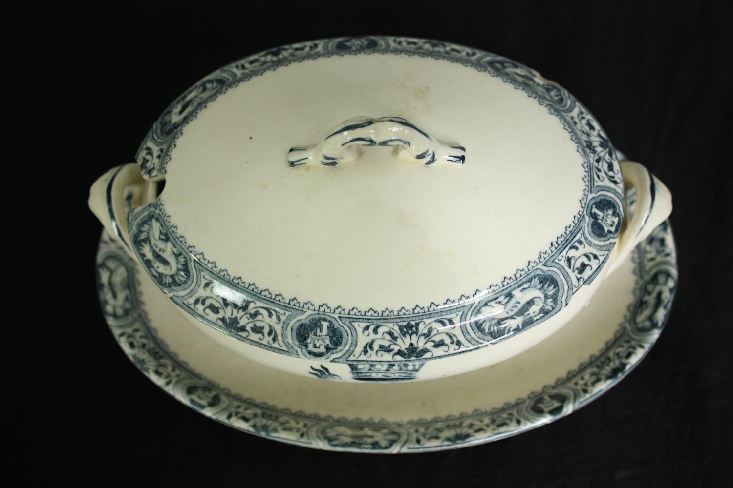 A 19th century French Salins part dinner service with maker's mark to the base. L.41 W.27cm. ( - Image 17 of 18