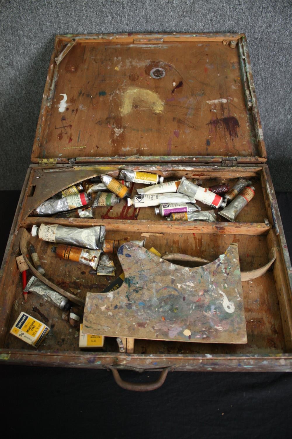 Three vintage cases containing art and craft equipment. H.9 L.49 W.40cm. (largest). - Image 4 of 4