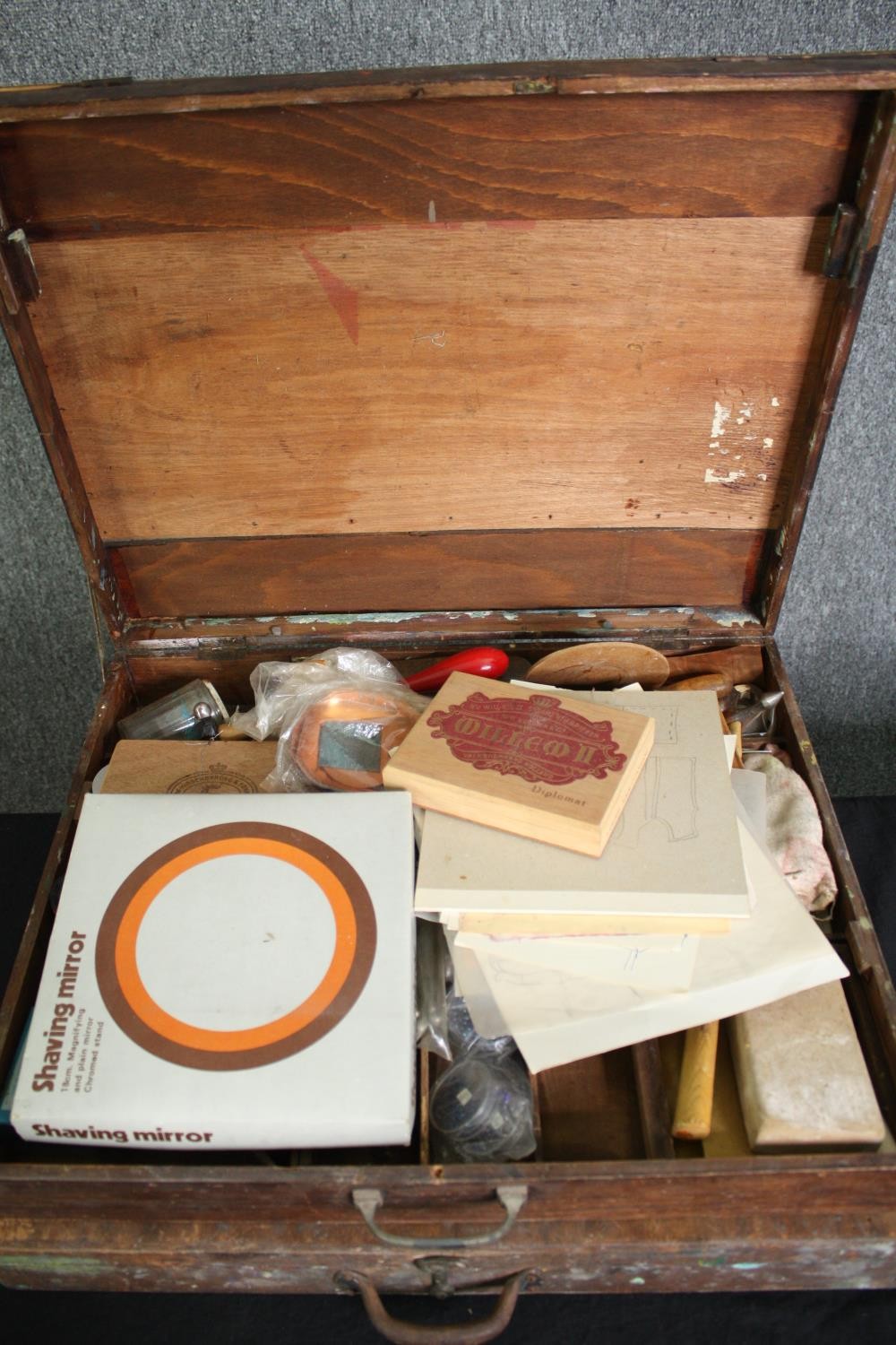 Three vintage cases containing art and craft equipment. H.9 L.49 W.40cm. (largest). - Image 3 of 4