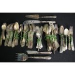 A mixed collection of silver plated cutlery. L.31cm. (largest).