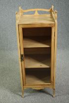 Side cabinet, late 19th century pine Art Nouveau style. H.118 W.44 D.41cm.