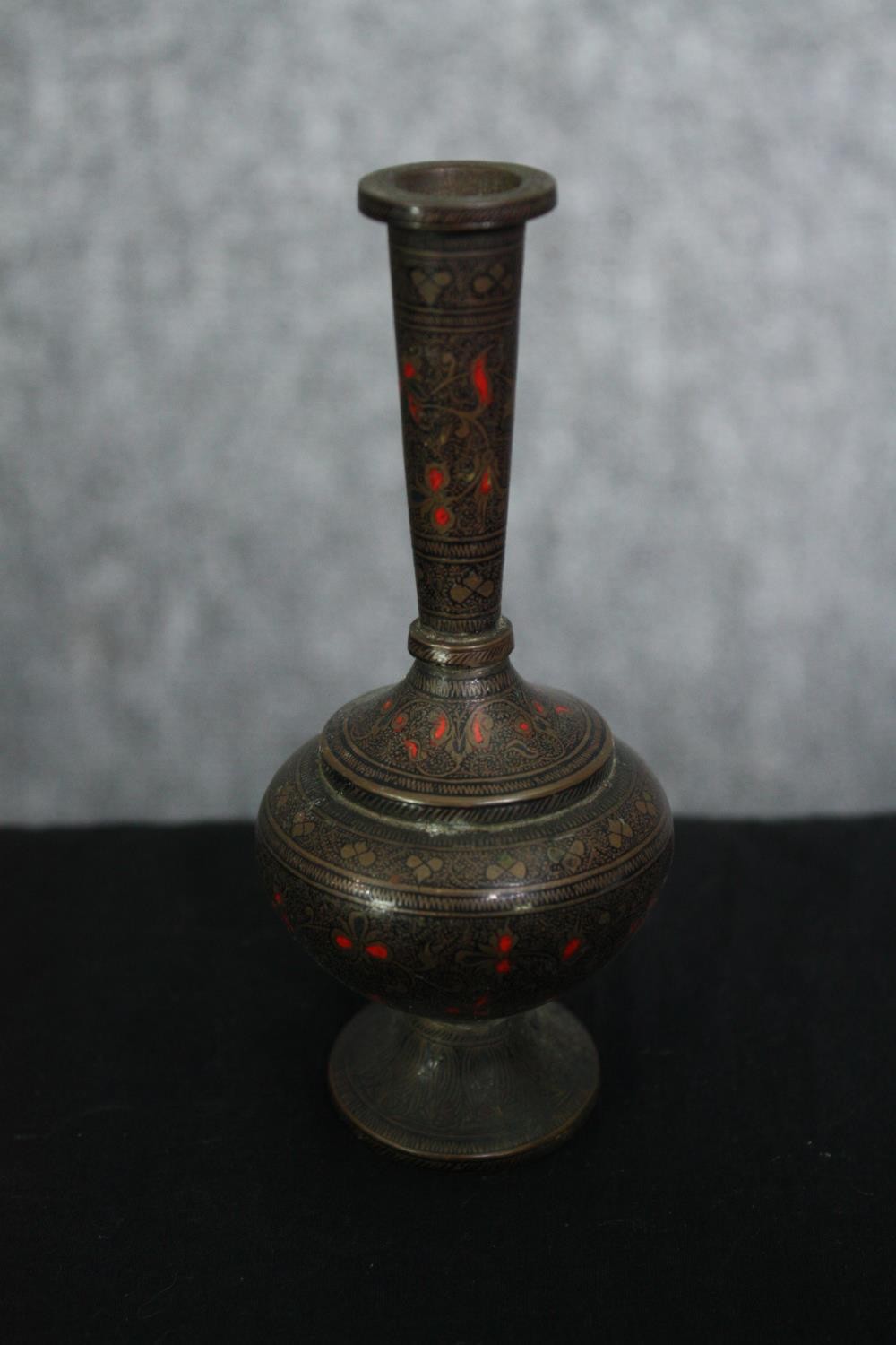 A collection of metal ware, a french 19th century pewter lidded vessel with spout, a Japanese - Image 2 of 9