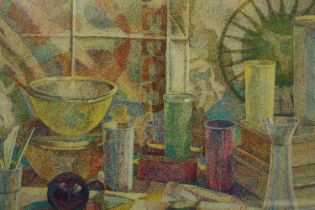 a contemporary framed and glazed print, still life. H.82 W.99cm.