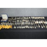 An extensive collection of mixed silver plated cutlery. L.32cm. (largest).