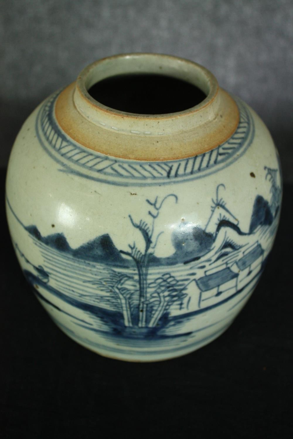 Two 19th century blue and white export ware porcelain pieces, including a bottle vase with - Image 2 of 6