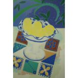 Alison Harley, framed and glazed limited edition screen print of a bowl of lemons, signed and