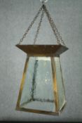 An Arts and Crafts hanging ceiling light pendant. H.28 W.22 D.22cm.