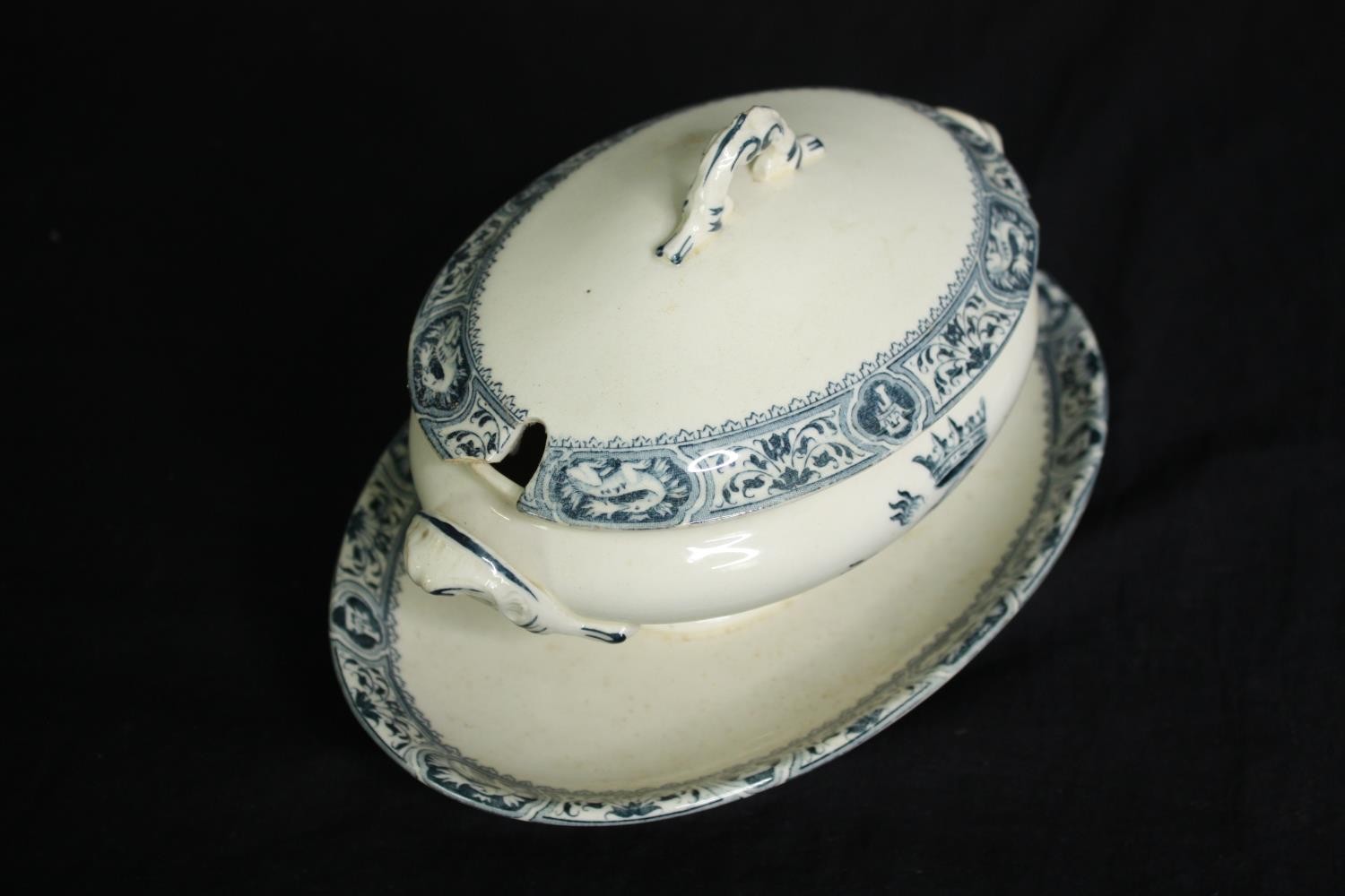 A 19th century French Salins part dinner service with maker's mark to the base. L.41 W.27cm. ( - Image 18 of 18