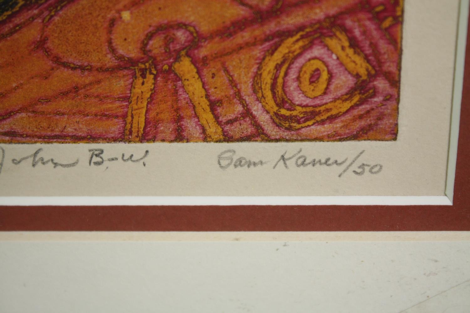 Sam Kaner (1924-1990), artist's proof etching, signed and inscribed. mounted, unframed. H.34 W.29cm. - Image 5 of 6