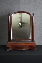 Toilet mirror, 19th century flame mahogany with lockable lift up compartment. H.89 W.70 D.33cm.
