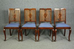Dining chairs, a set of four, mid century stained beech.