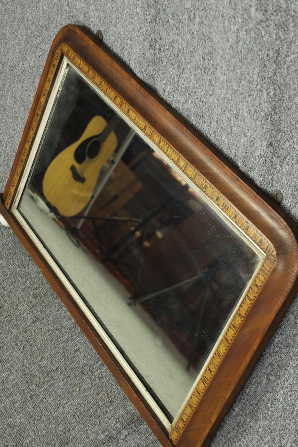 Overmantel mirror, Victorian walnut with Tunbridge inlay. H.52 W.82cm. - Image 3 of 6