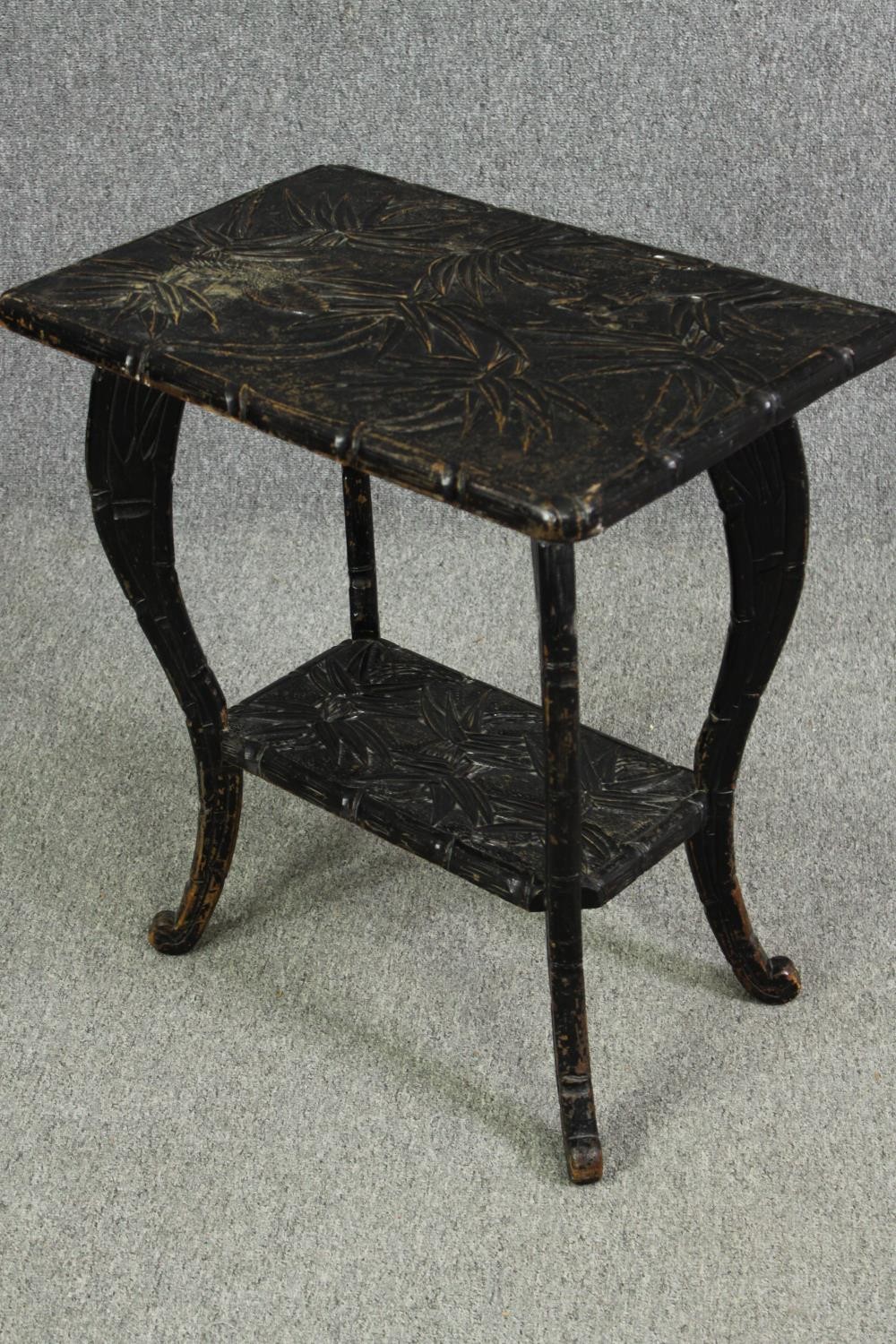 Occasional table, Edwardian carved and lacquered oak. H.64 W.60 D.40cm. - Image 3 of 5