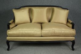 Sofa, Louis XV style ebonised two seater. H.98 W.155 D.82cm. (Looks new and unused).